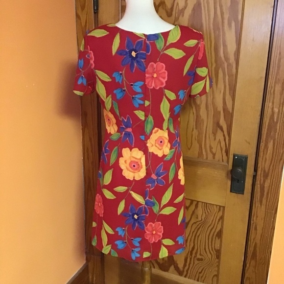 Vintage 90s bright red floral mini dress - Picture 8 of 11